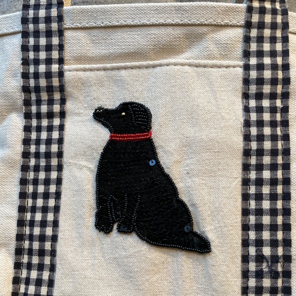 ❤️ ANTHROPOLOGIE BLACK LAB CANVAS HARTLEY BEADED BAG NEW - Picture 2 of 3